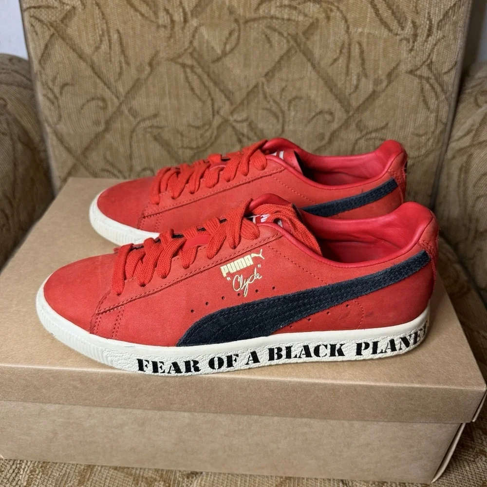 Puma Clyde Public Enemy 374539-01 Red Black Men's Shoes Size‎ 8 Red